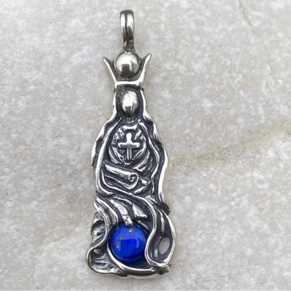 High Priestess Tarot pendant .925 Sterling Silver w/ genuine Lapis Lazuli USA - Picture 1 of 11